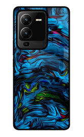 Dark Blue Abstract Vivo V25 Pro 5G Glass Case